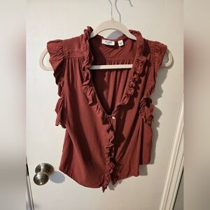 Dylan Women's Ruffled Rust Colored Blouse